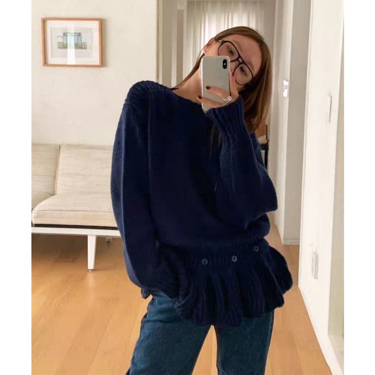 ニットトップス韓国風ペプラムニット春秋冬 | SUNSHINE CLOSET | 詳細画像20 