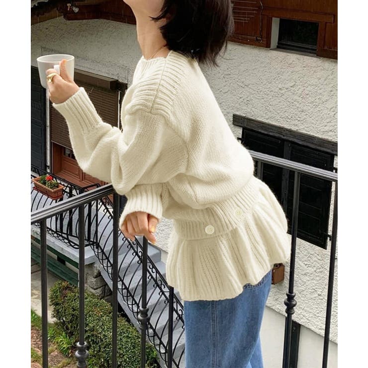 ニットトップス韓国風ペプラムニット春秋冬 | SUNSHINE CLOSET | 詳細画像4 