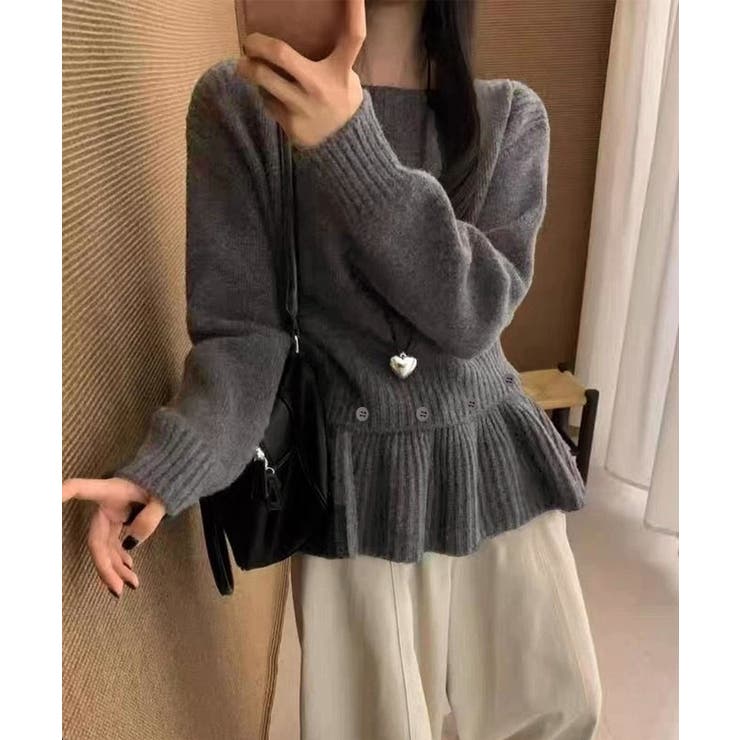 ニットトップス韓国風ペプラムニット春秋冬 | SUNSHINE CLOSET | 詳細画像8 