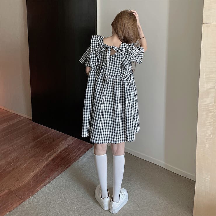 【美品】pp closet ギンガムチェックワンピース ワンピース ギンガムチェック 前後2way[品番：AGCW0002036]｜SUNSHINE