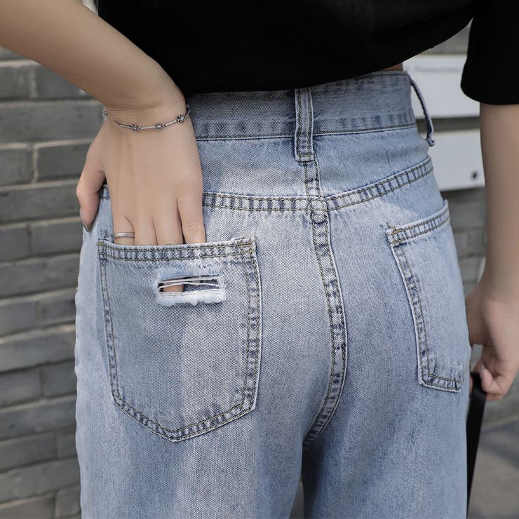 デニムパンツ ストレートパンツ 韓国風[品番：AGCW0002178