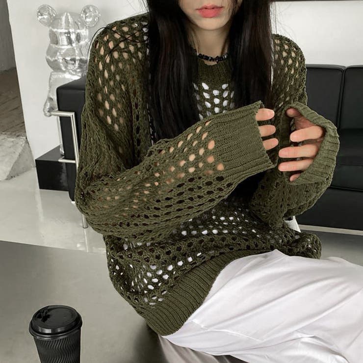 メッシュニット ロングスリーブ ボーダー トップス 全2色 m6212 glamb セーター ニット Mesh Border Knit / メッシュボーダー