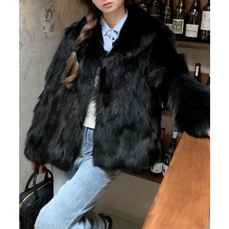 ふわふわフェイクファージャケットビッグ襟[品番：AGCW0007329