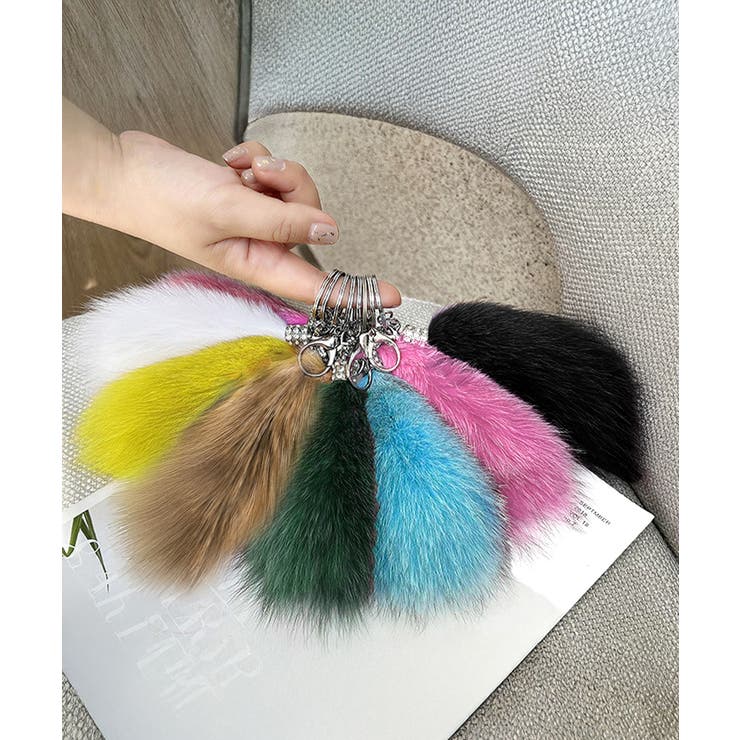 カラフル もこもこファーキーホルダー 可愛いバッグアクセサリー | SUNSHINE CLOSET | 詳細画像4 