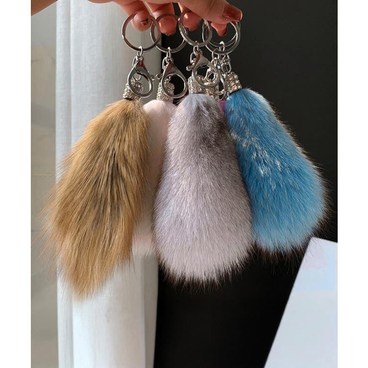 カラフル もこもこファーキーホルダー 可愛いバッグアクセサリー | SUNSHINE CLOSET | 詳細画像9 