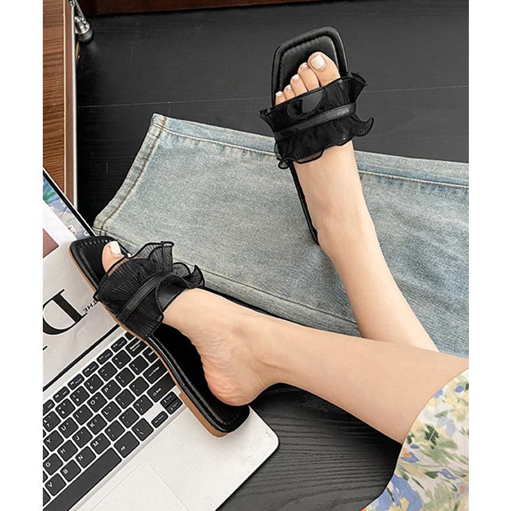 レディース韓国風ミュールサンダル 美脚大人可愛い夏サンダル軽量歩きやすいリゾート… | SUNSHINE CLOSET | 詳細画像4 