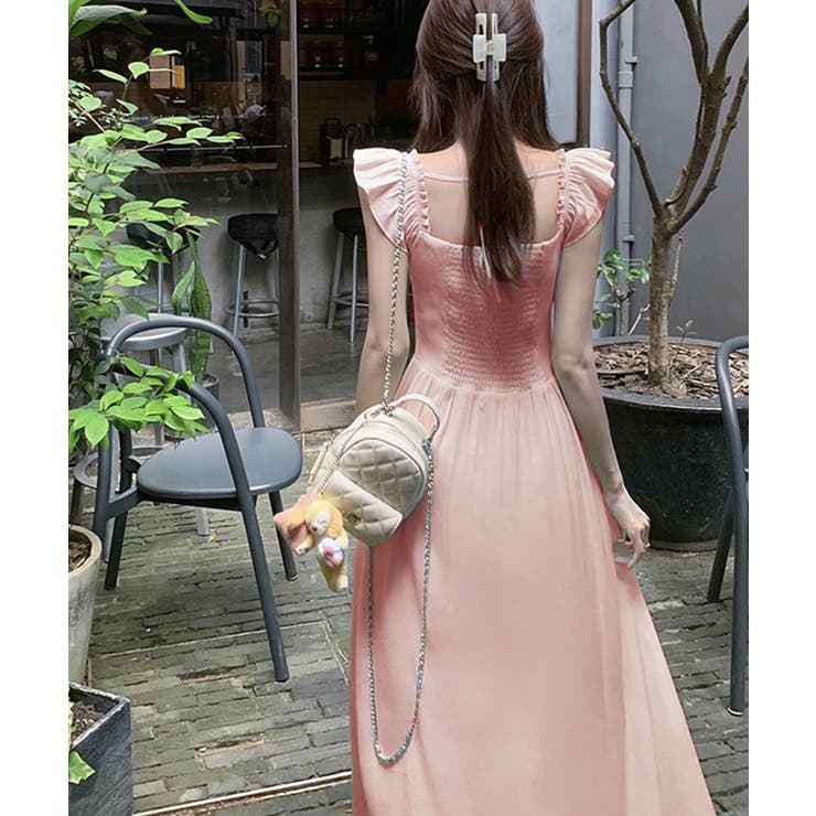 フリル付きワンピース ノースリーブワンピ[品番：AGCW0006768