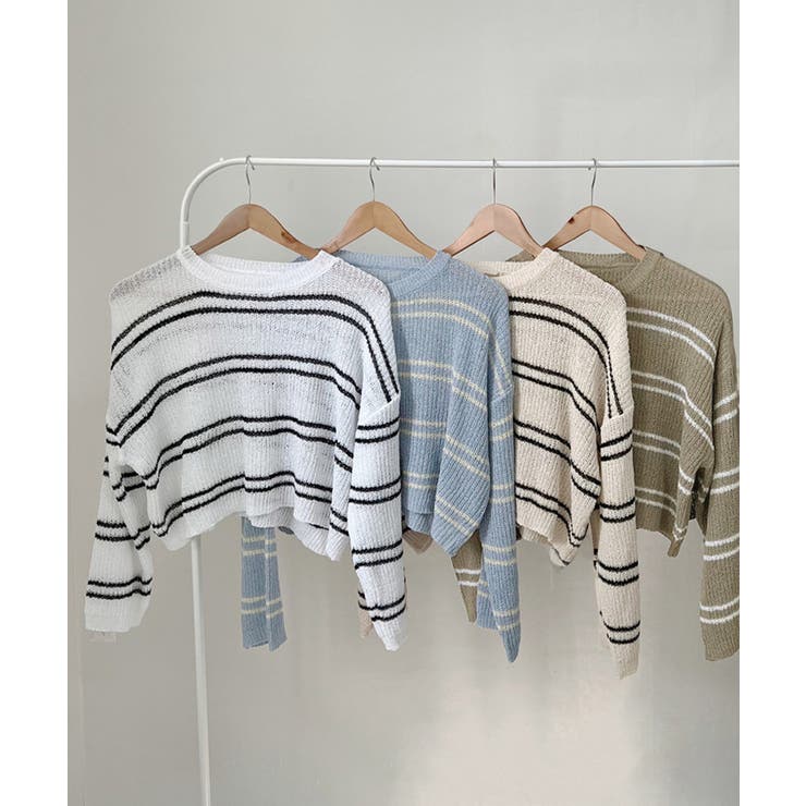 透かし編み ニットトップス ボーダー夏服 | SUNSHINE CLOSET | 詳細画像12 