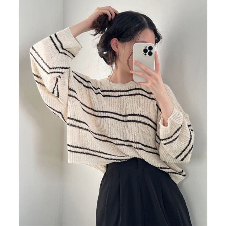 透かし編み ニットトップス ボーダー夏服 | SUNSHINE CLOSET | 詳細画像5 