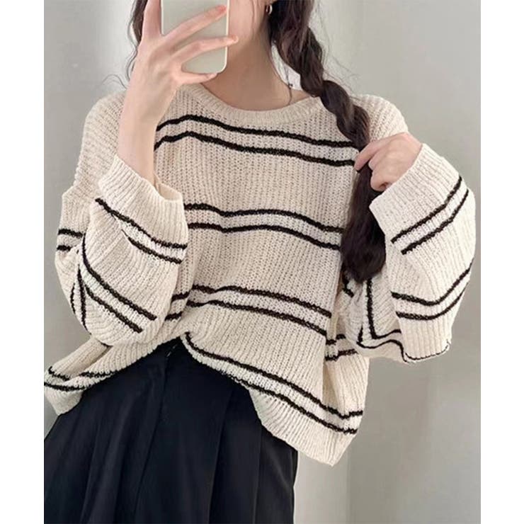 透かし編み ニットトップス ボーダー夏服 | SUNSHINE CLOSET | 詳細画像6 