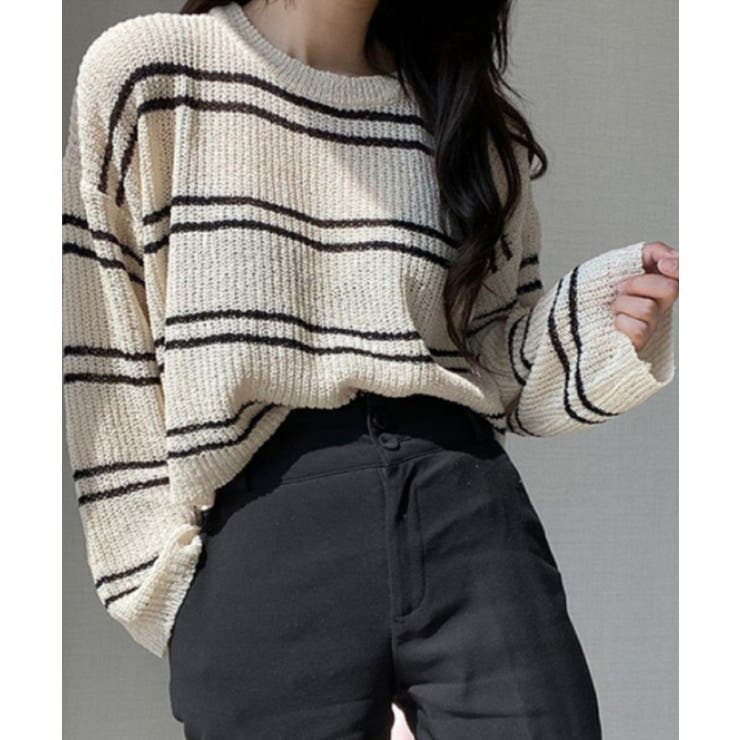 透かし編み ニットトップス ボーダー夏服 | SUNSHINE CLOSET | 詳細画像8 