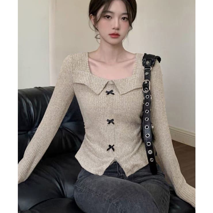 リブニットプルオーバーレディース セクシーニットカットソー フロントスリットニッ… | SUNSHINE CLOSET | 詳細画像10 