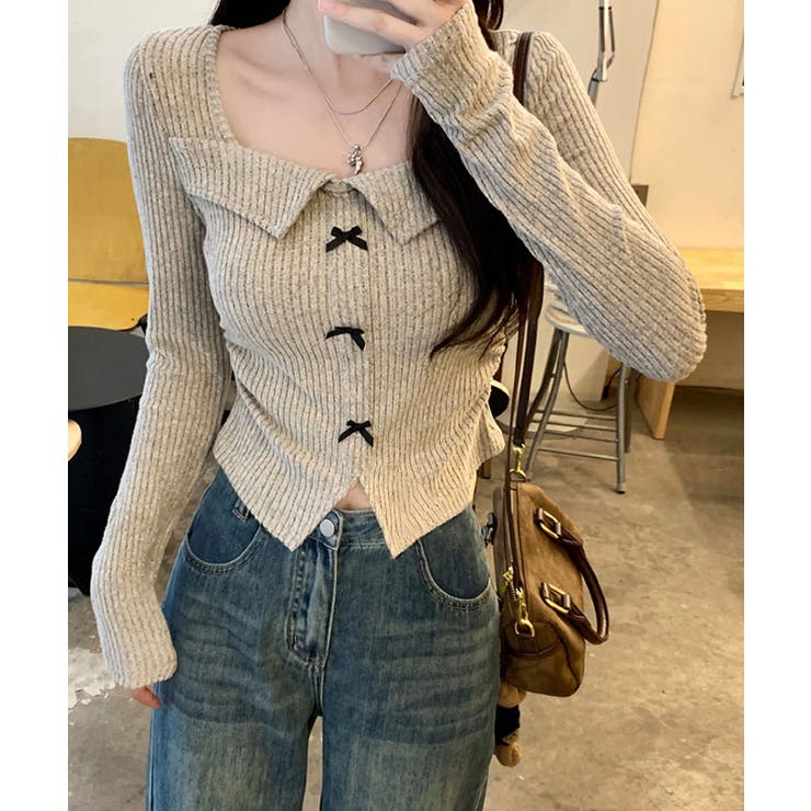 リブニットプルオーバーレディース セクシーニットカットソー フロントスリットニッ… | SUNSHINE CLOSET | 詳細画像11 