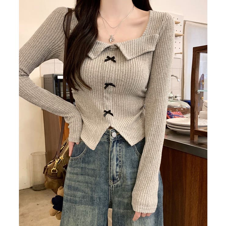 リブニットプルオーバーレディース セクシーニットカットソー フロントスリットニッ… | SUNSHINE CLOSET | 詳細画像12 