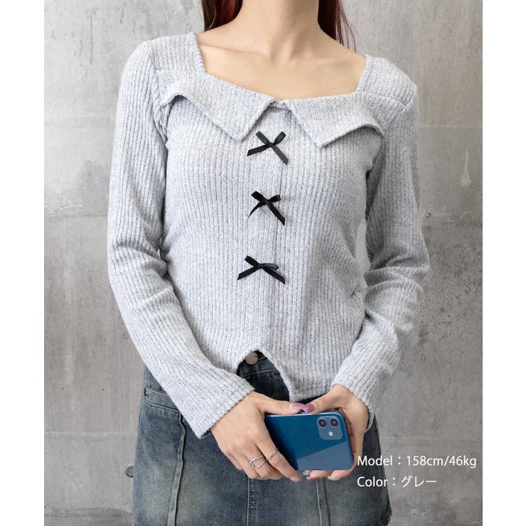 リブニットプルオーバーレディース セクシーニットカットソー フロントスリットニッ… | SUNSHINE CLOSET | 詳細画像29 