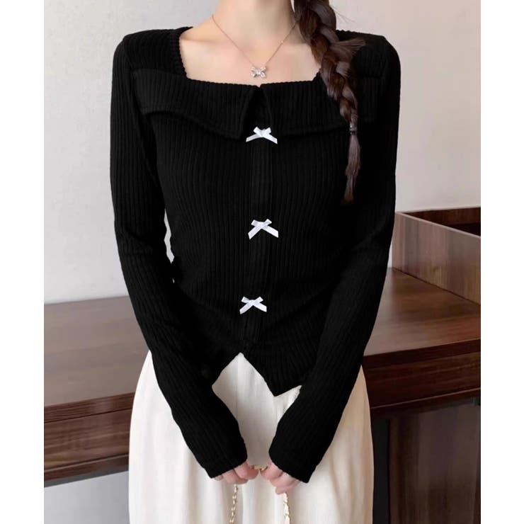 リブニットプルオーバーレディース セクシーニットカットソー フロントスリットニッ… | SUNSHINE CLOSET | 詳細画像7 