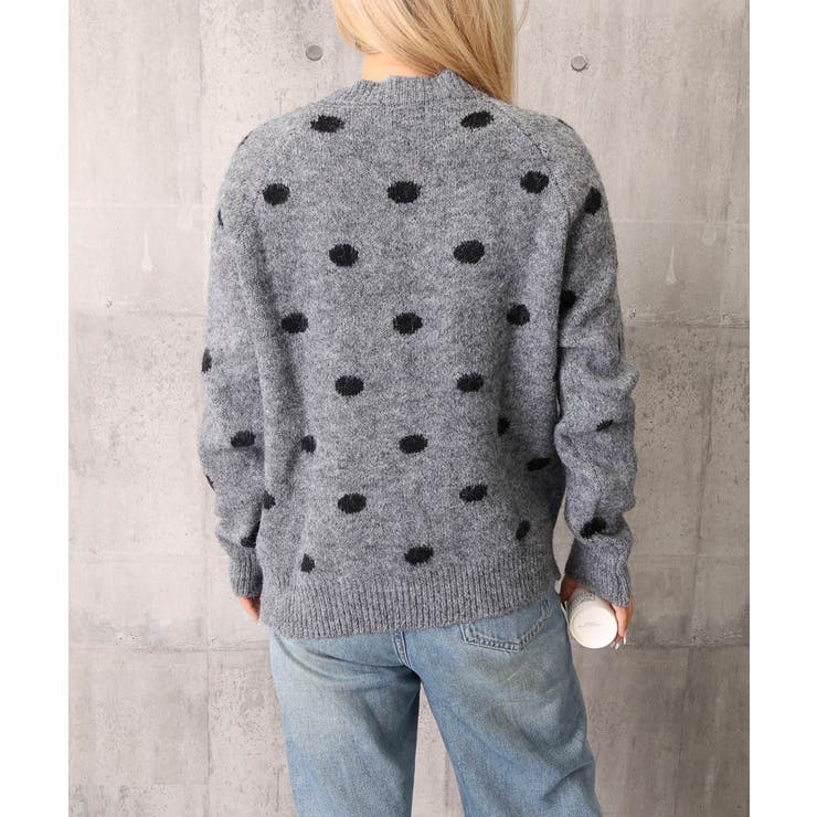 クルーネックカーディガン 前開きニットトップス 水玉柄長袖ニットゆったり | SUNSHINE CLOSET | 詳細画像22 