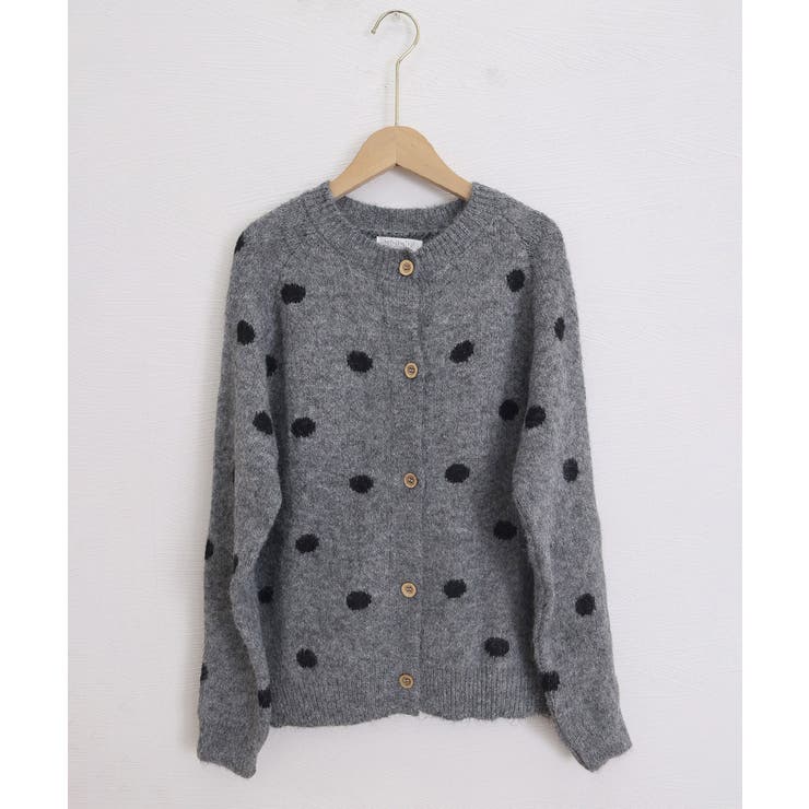 クルーネックカーディガン 前開きニットトップス 水玉柄長袖ニットゆったり | SUNSHINE CLOSET | 詳細画像23 