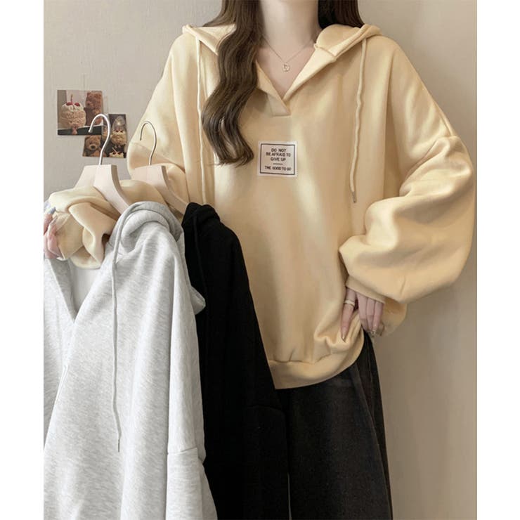 パーカー フード付きVネックプルオーバー[品番：AGCW0006832