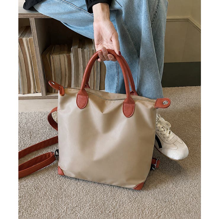 4way バイカラー手提げバッグA4収納 おしゃれ軽量ショルダーバッグ大人カジュ… | SUNSHINE CLOSET | 詳細画像1 