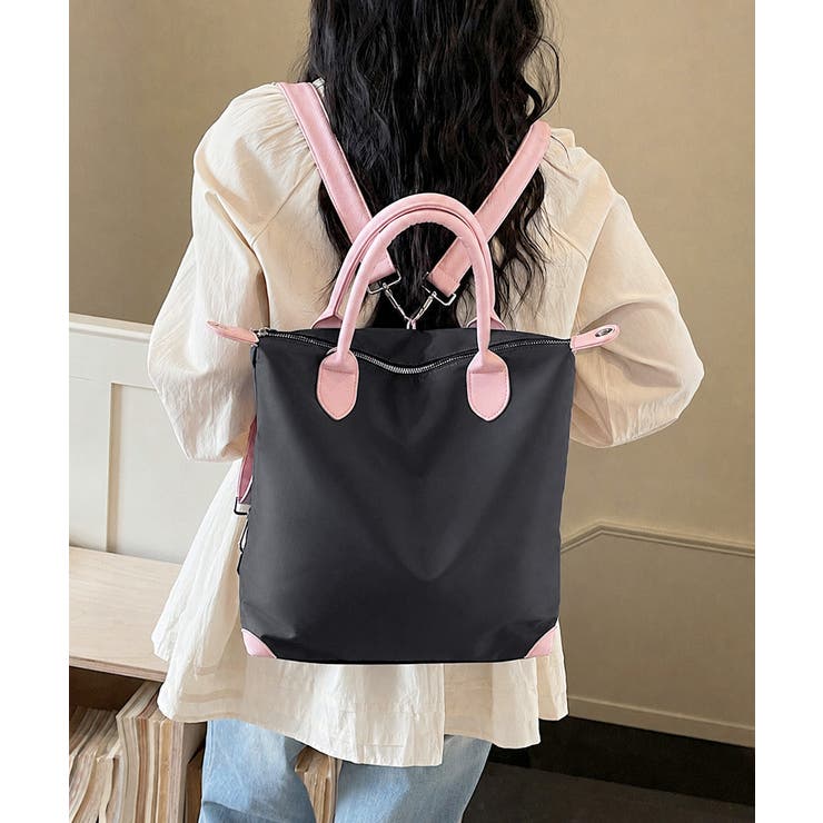 4way バイカラー手提げバッグA4収納 おしゃれ軽量ショルダーバッグ大人カジュ… | SUNSHINE CLOSET | 詳細画像3 