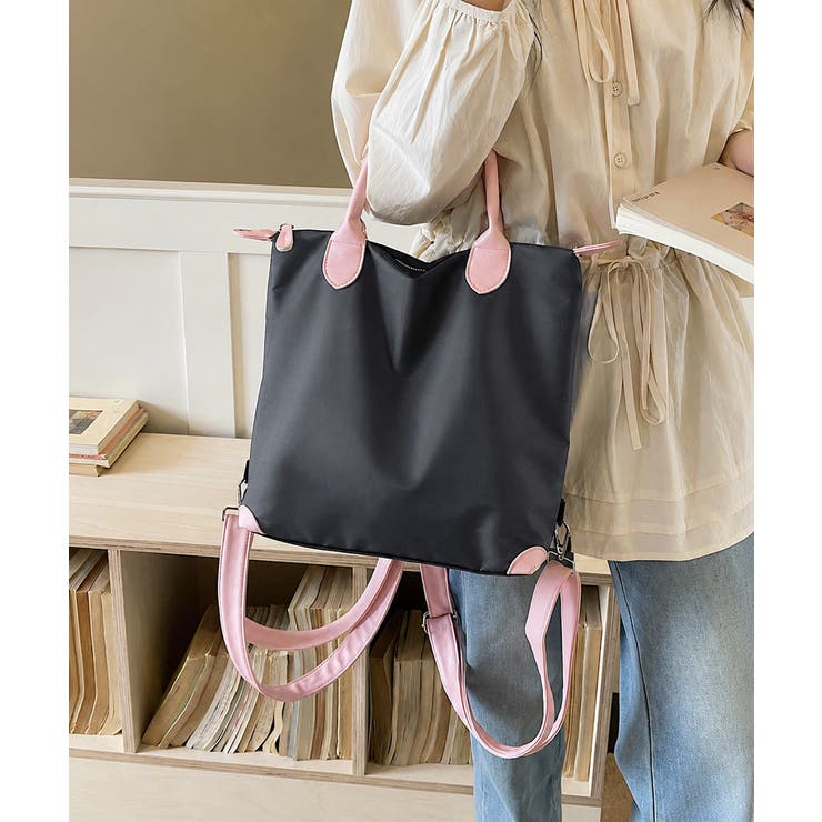 4way バイカラー手提げバッグA4収納 おしゃれ軽量ショルダーバッグ大人カジュ… | SUNSHINE CLOSET | 詳細画像4 