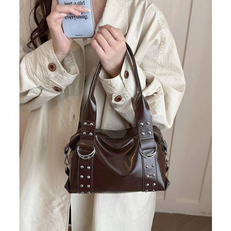 ヴィンテージライク大容量ショルダーバッグレディースハンドバッグ モード合皮かばん… | SUNSHINE CLOSET | 詳細画像10 