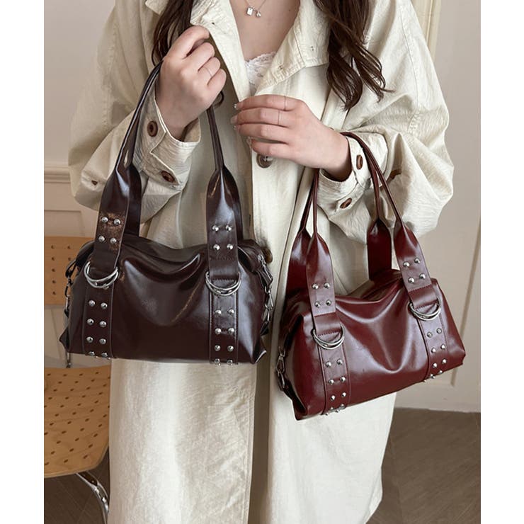ヴィンテージライク大容量ショルダーバッグレディースハンドバッグ モード合皮かばん… | SUNSHINE CLOSET | 詳細画像12 
