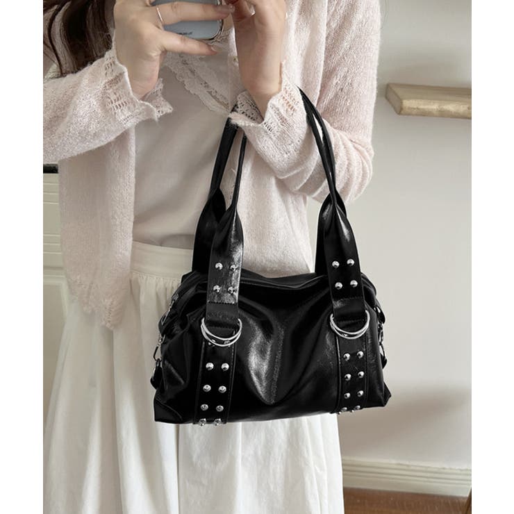 ヴィンテージライク大容量ショルダーバッグレディースハンドバッグ モード合皮かばん… | SUNSHINE CLOSET | 詳細画像4 