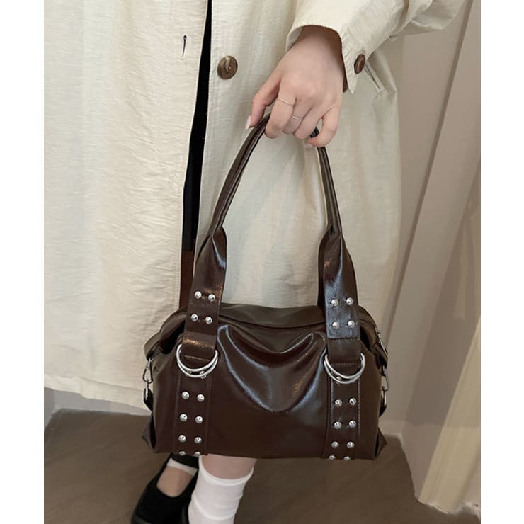 ヴィンテージライク大容量ショルダーバッグレディースハンドバッグ モード合皮かばん… | SUNSHINE CLOSET | 詳細画像9 