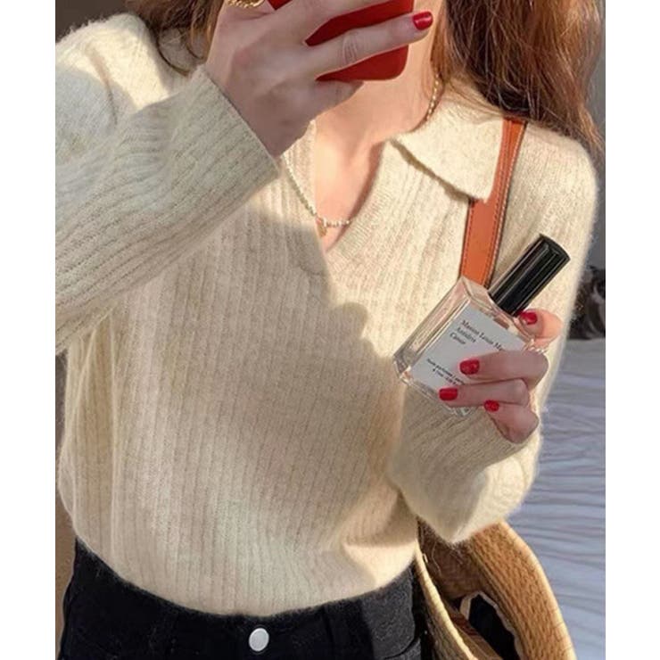 スキッパーニット韓国風リブニットトップス | SUNSHINE CLOSET | 詳細画像1 