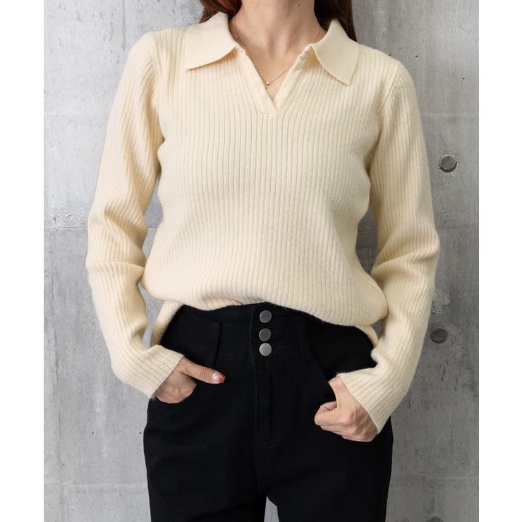 スキッパーニット韓国風リブニットトップス | SUNSHINE CLOSET | 詳細画像23 