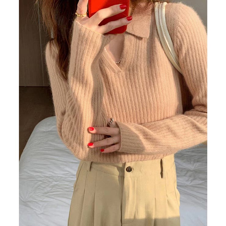 スキッパーニット韓国風リブニットトップス | SUNSHINE CLOSET | 詳細画像7 