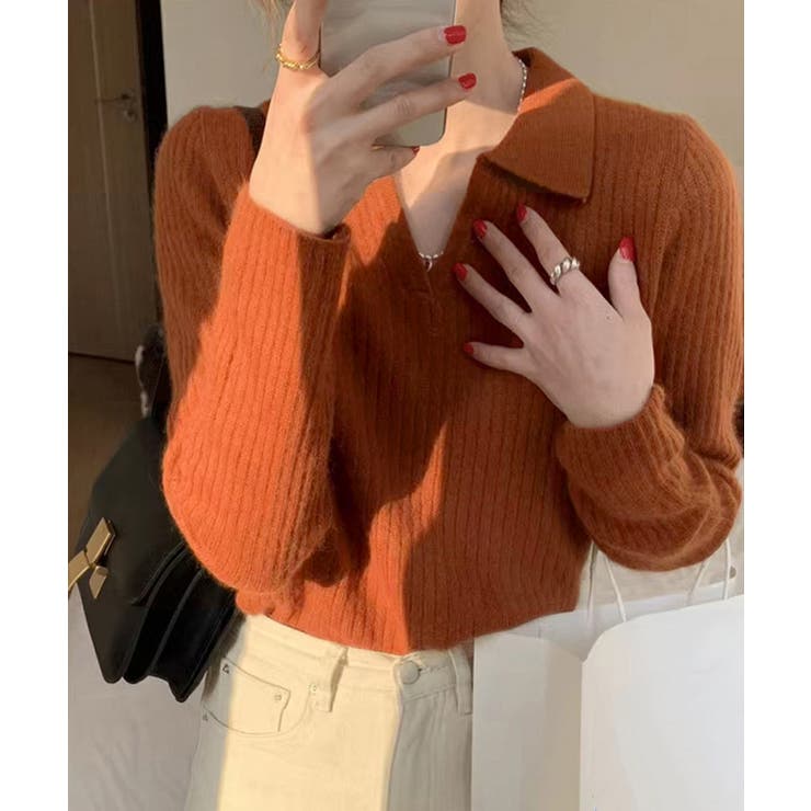 スキッパーニット韓国風リブニットトップス | SUNSHINE CLOSET | 詳細画像9 