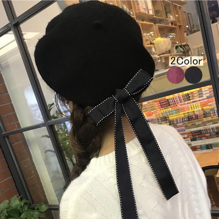 ジェーンマープル　麦わらベレー帽 リボン付き 麦わら帽子 リボン 帽子[品番：JCSW0000747]｜JOCOSA（ジョコサ