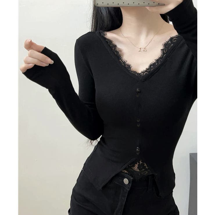 カットソー レース切り替え 長袖Tシャツ | SUNSHINE CLOSET | 詳細画像3 