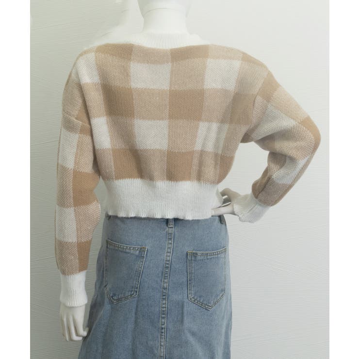 チェック柄ニット ショート丈 長袖ニット | SUNSHINE CLOSET | 詳細画像8 
