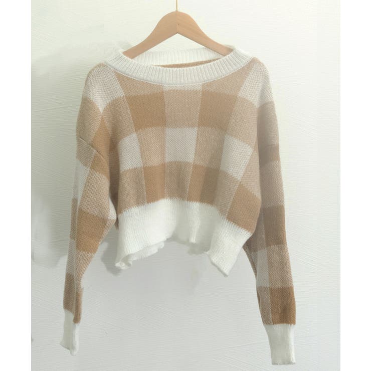 チェック柄ニット ショート丈 長袖ニット | SUNSHINE CLOSET | 詳細画像9 