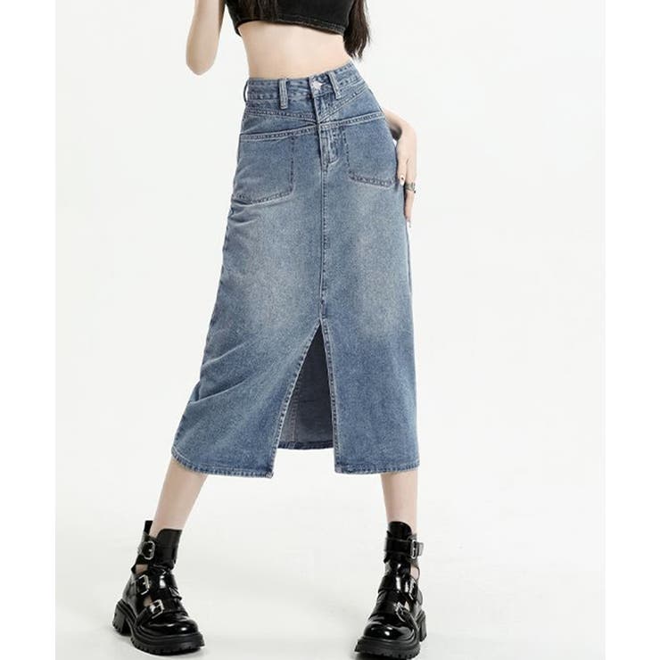 デニムスカート ロング フロントスリット | SUNSHINE CLOSET | 詳細画像1 