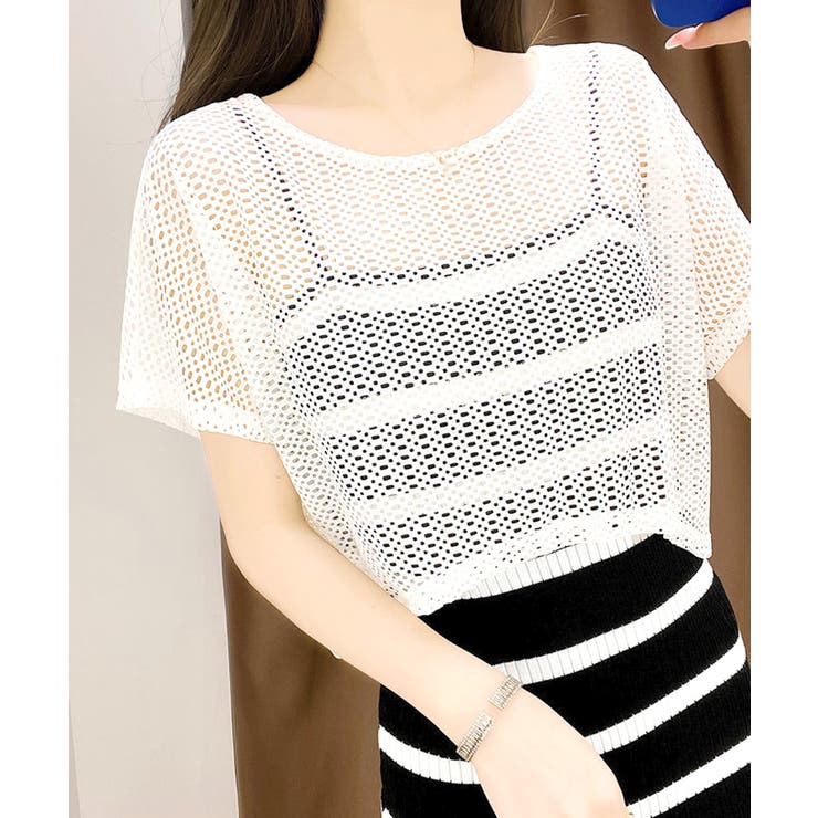 メッシュトップス ショート丈 クルーネック | SUNSHINE CLOSET | 詳細画像3 