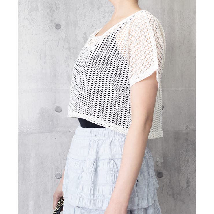 メッシュトップス ショート丈 クルーネック | SUNSHINE CLOSET | 詳細画像6 