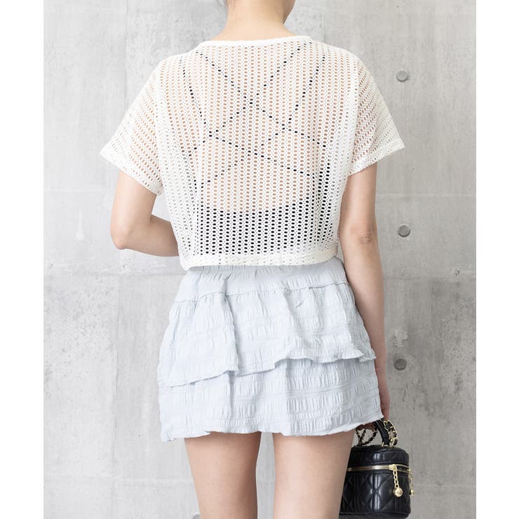 メッシュトップス ショート丈 クルーネック | SUNSHINE CLOSET | 詳細画像7 
