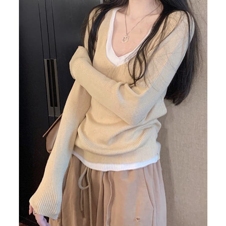 ニットトップス レイヤード風 Vネック服 | SUNSHINE CLOSET | 詳細画像3 