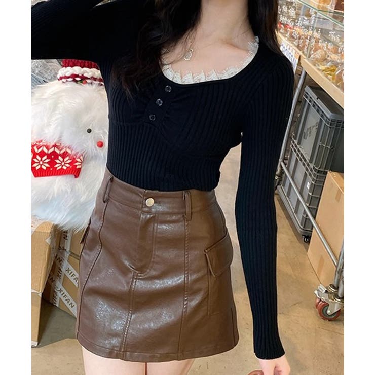 ニットトップス レースネック 長袖 秋冬 | SUNSHINE CLOSET | 詳細画像3 