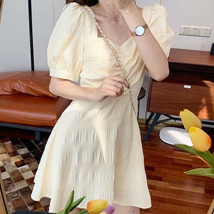 【関税込】セザンヌ 可愛い スモックバック ミニ ワンピース 関税込】セザンヌ 可愛い スモックバック ミニ ワンピース