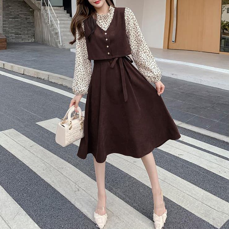 ワンピース レディース レイヤード風[品番：AGCW0003652