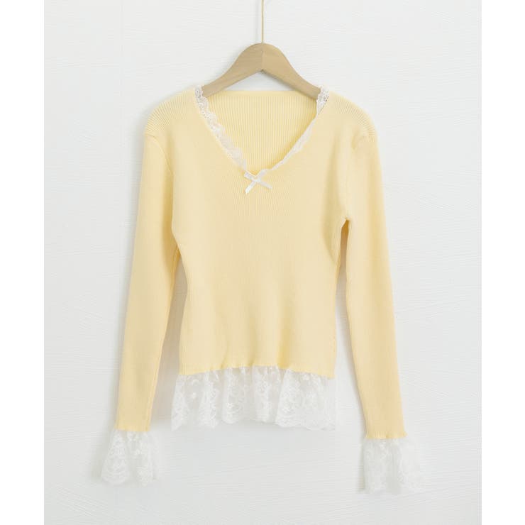 ニットトップス レース切替え Vネック服 | SUNSHINE CLOSET | 詳細画像11 