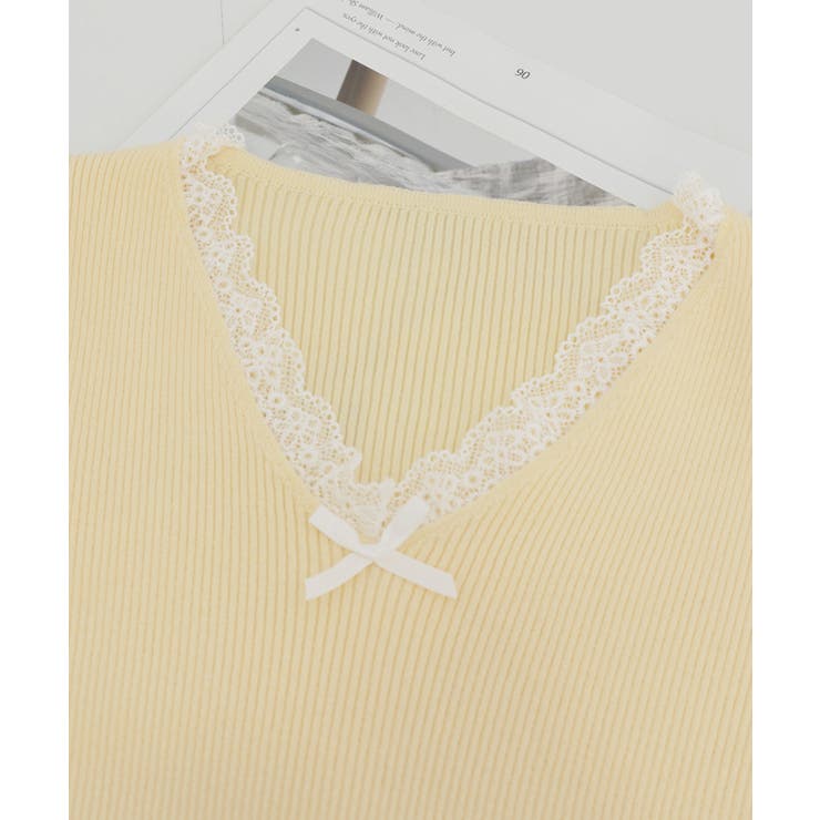 ニットトップス レース切替え Vネック服 | SUNSHINE CLOSET | 詳細画像13 