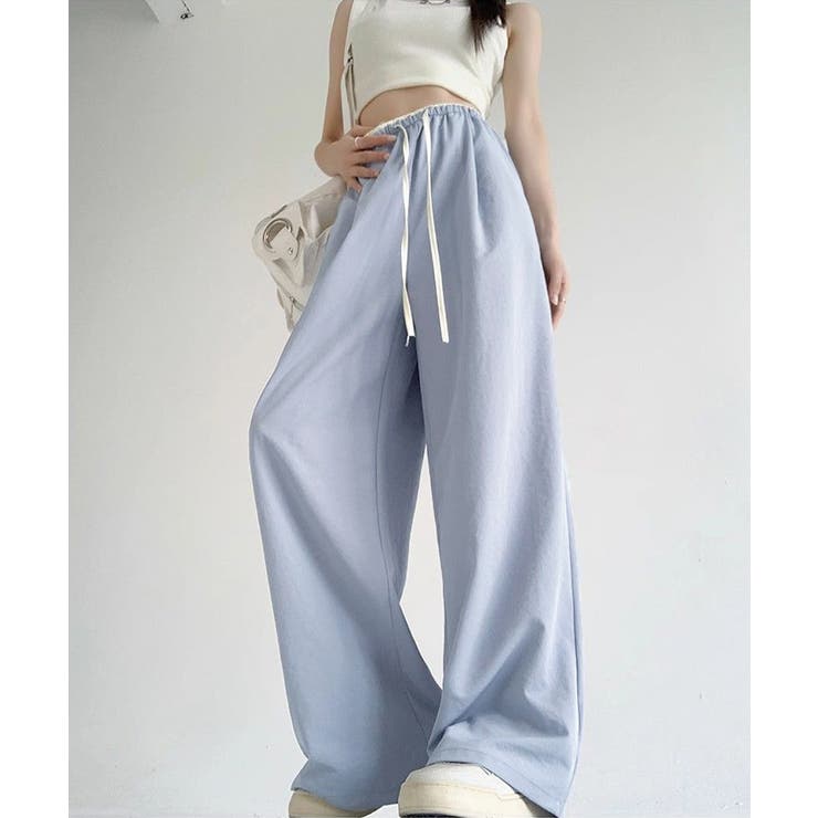 ハイウエストパンツ配色ウエスト 冷感タッチとろみパンツ 体型カバーストレートパン… | SUNSHINE CLOSET | 詳細画像15 