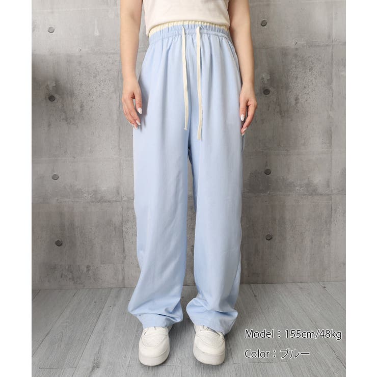 ハイウエストパンツ配色ウエスト 冷感タッチとろみパンツ 体型カバーストレートパン… | SUNSHINE CLOSET | 詳細画像22 